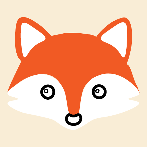 Illustration of Orange and white street fox face, with eyes looking to the left.